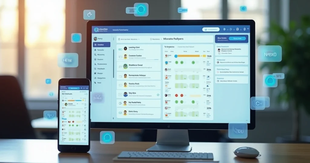 Interface digital mostrando microfeedbacks em um painel com gráficos e avaliações rápidas