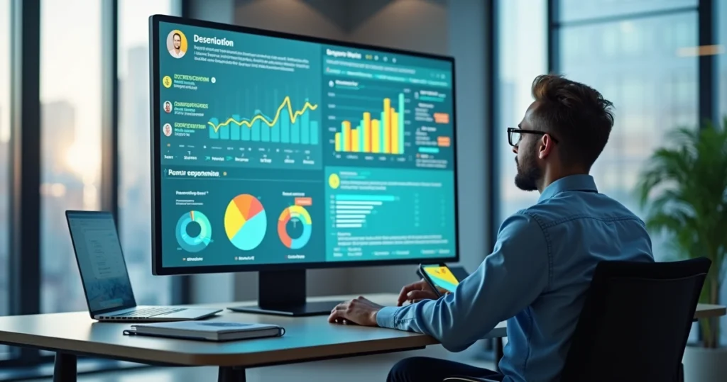 Pessoa analisando dados de feedback em tela digital com gráficos e avaliações para ajustar produto ao mercado