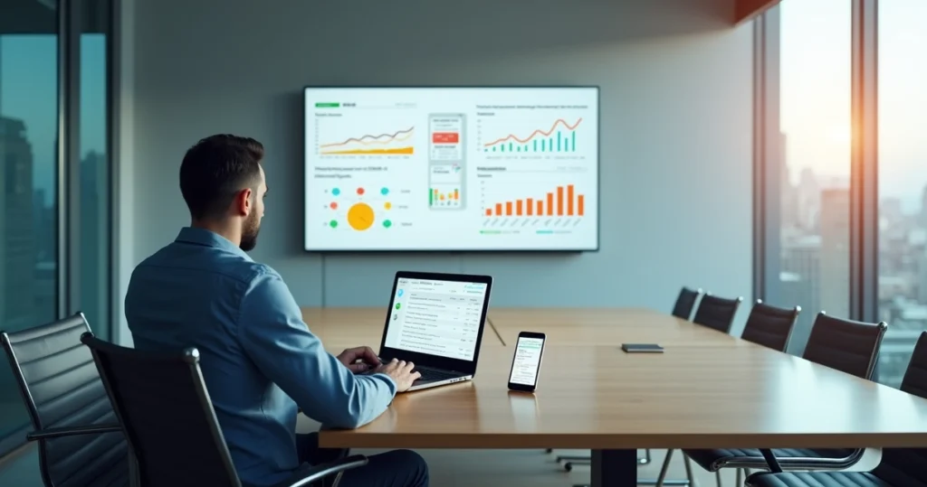Gestor analisando painel de feedback para prevenir crise de imagem