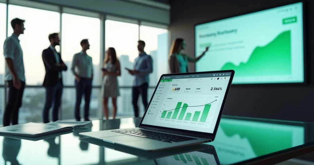 Painel com gráfico de ARR em crescimento em empresa SaaS