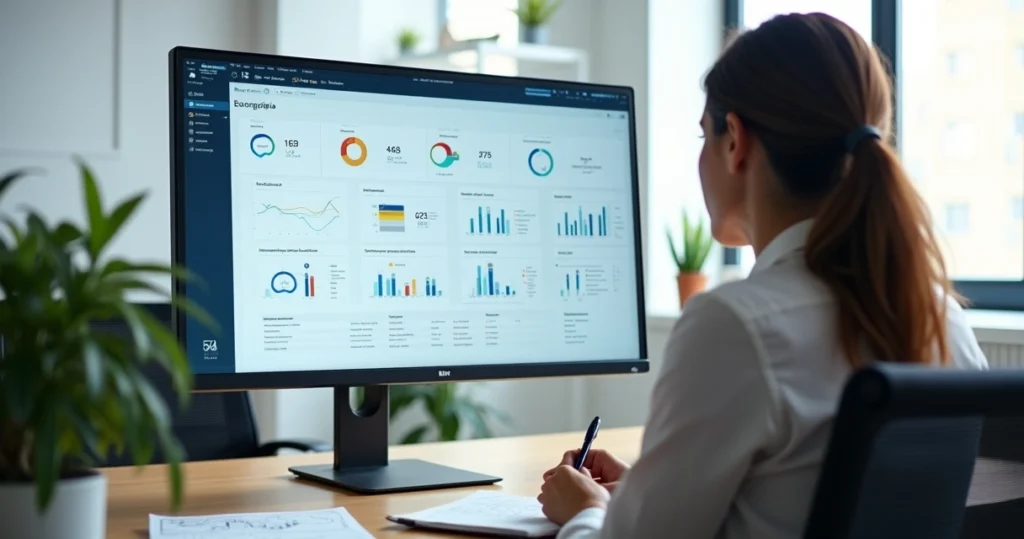 Gestor analisando painel de métricas de pesquisas de satisfação de clientes