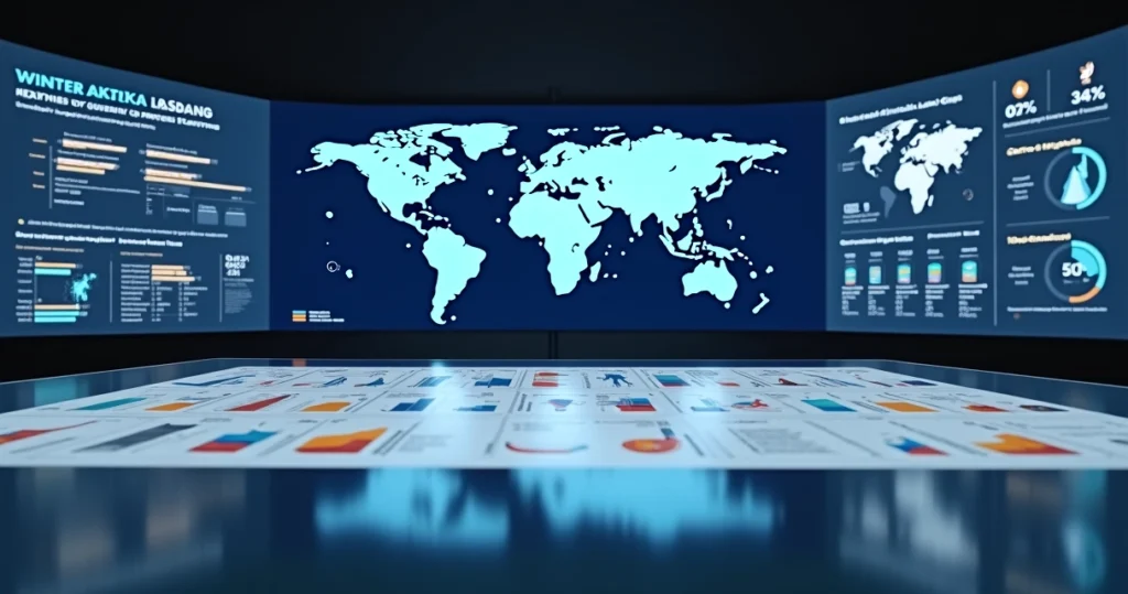 Quadro com mapa dos países e gráficos sobre interesse nos Jogos de Inverno